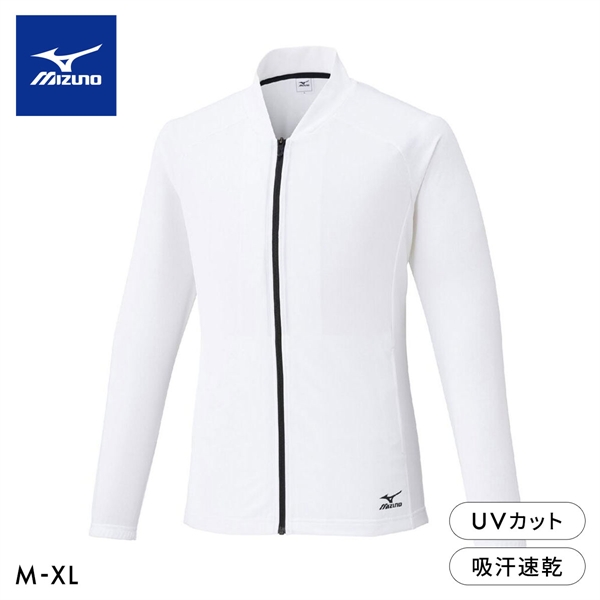 ミズノ メンズ ソーラーカット -2℃ジャケット M L XL UVカット 遮熱 吸汗速乾 紫外線カット アウター トップス スポーツウェア(WH-ホワイト-M)