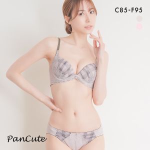 パンキュート 脇肉を谷間に変える脇高ブラ チェック柄チュールレース ブラセット CDEF80-95 脇寄せ 大きいサイズ グラマー 谷間 ブラジャー