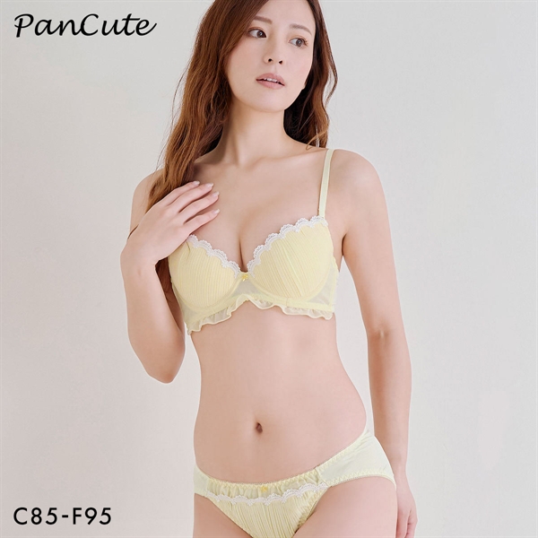パンキュート プリーツジョーゼット ブラセット CDEF80-95 グラマー アンダー大きいサイズ 美胸 谷間 盛り胸 PANCUTE