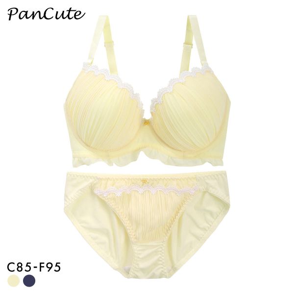 パンキュート プリーツジョーゼット ブラセット CDEF80-95 グラマー アンダー大きいサイズ 美胸 谷間 盛り胸 PANCUTE