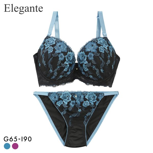 エレガント 脇肉を谷間に変える脇高ブラ フラワー刺繍レース ブラセット GHI65-95 グラマー ブラジャー ショーツ セット Elegante
