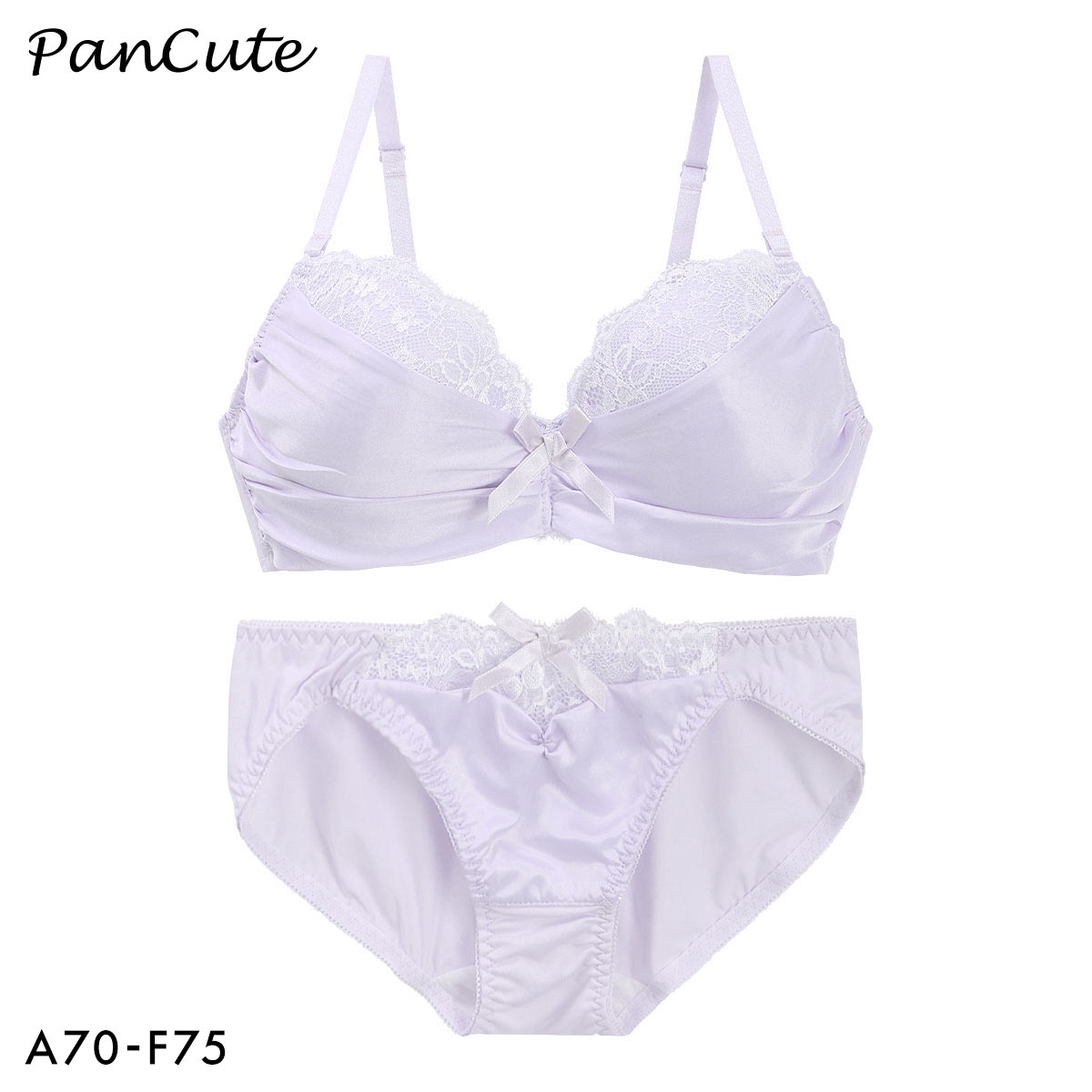 パンキュート マットサテンレース ブラセット ABCDEF 盛り胸 寄せ上げ 大きいサイズ PANCUTE(SX-サックス-A70-M)