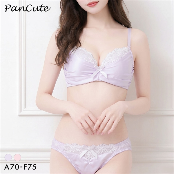 パンキュート マットサテンレース ブラセット ABCDEF 盛り胸 寄せ上げ 大きいサイズ PANCUTE