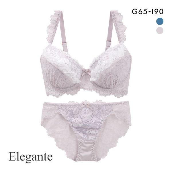 エレガント レーシーペタルフリル ブラセット GHI65-95 大きいサイズ グラマー 脇寄せ 脇肉 ブラジャー ショーツ セット Elegante