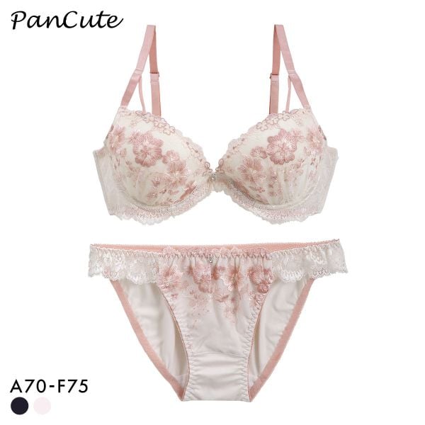 パンキュート 脇肉を谷間に変える脇高ブラ アンティークレース ブラセット ABCDEF 盛り胸 谷間 ブラジャー ショーツ セット Pan Cute