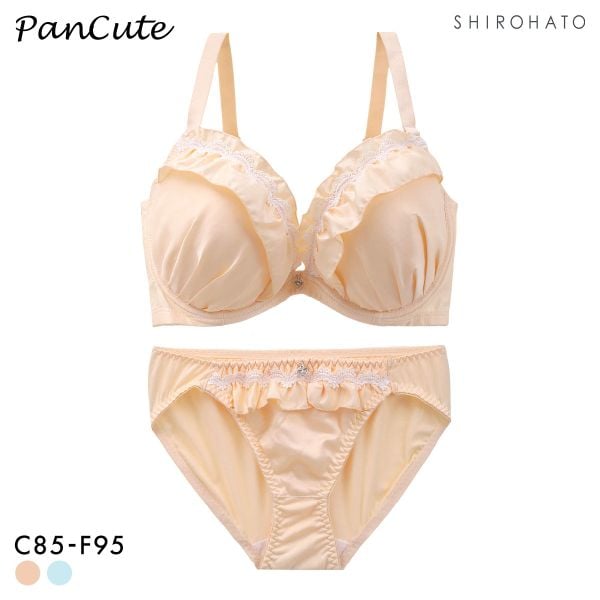 パンキュート 脇肉を谷間に変える脇高ブラ マットサテンフリル ブラセット CDEF80-95 脇寄せ グラマー アンダー大きいサイズ
