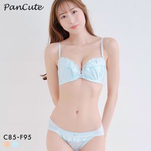 パンキュート 脇肉を谷間に変える脇高ブラ マットサテンフリル ブラセット CDEF80-95 脇寄せ グラマー アンダー大きいサイズ