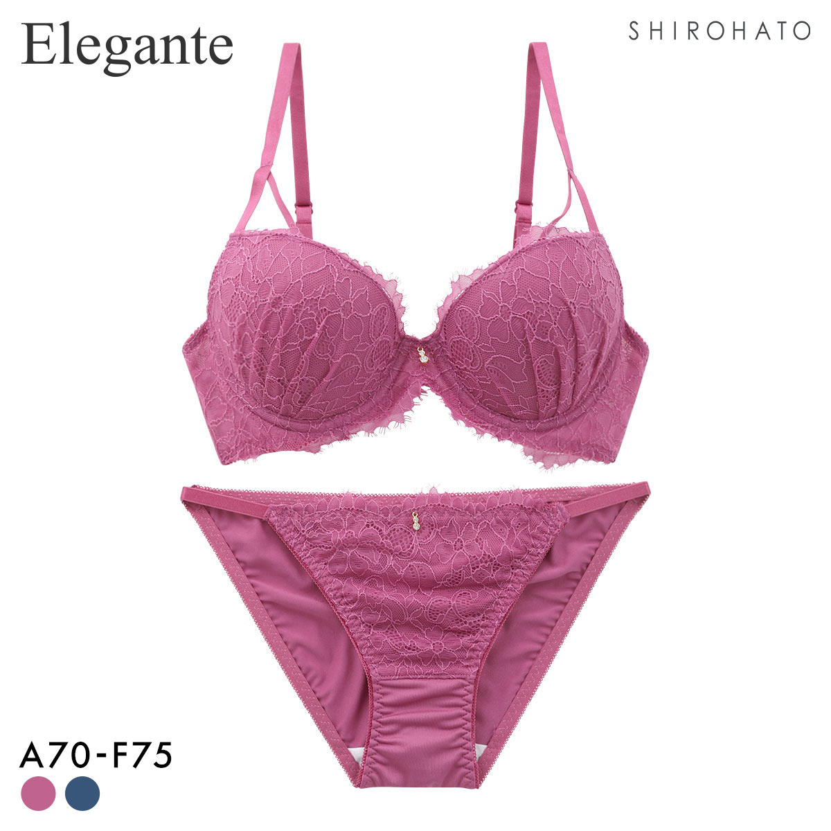 エレガント 脇肉を谷間に変える脇高ブラ グレイスストリング ブラセット ABCDEF グラマー ブラジャー ショーツ セット Elegante(RO-ローズ-A70-M)