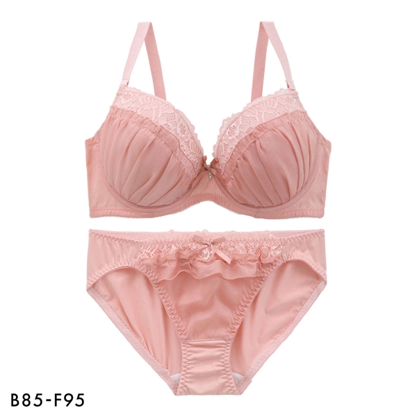 パンキュート トウィンクルシフォンレース ブラセット BCDEF80-95 大きいサイズ グラマー ブラジャー ショーツ セット 下着 PANCUTE