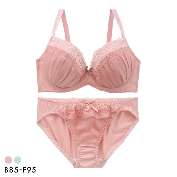 パンキュート トウィンクルシフォンレース ブラセット BCDEF80-95 大きいサイズ グラマー ブラジャー ショーツ セット 下着 PANCUTE