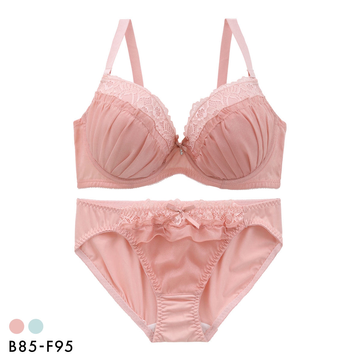 パンキュート トウィンクルシフォンレース ブラセット BCDEF80-95 大きいサイズ グラマー ブラジャー ショーツ セット 下着 PANCUTE