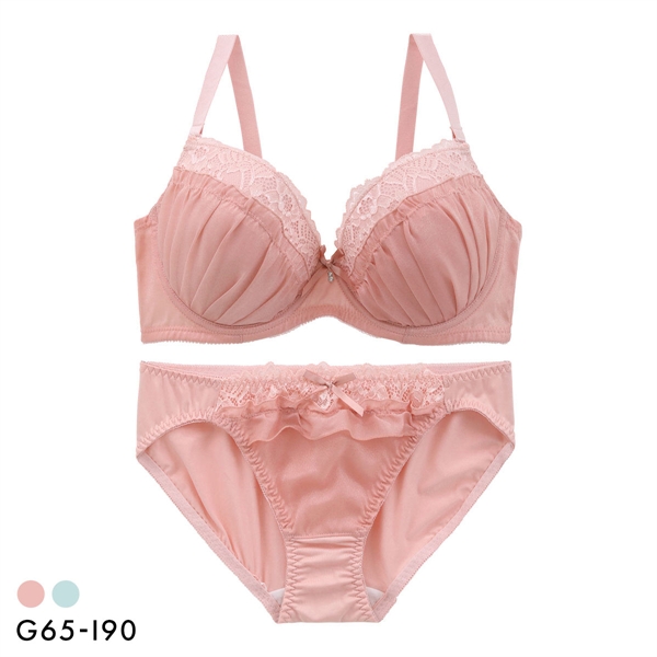 パンキュート トウィンクルシフォンレース ブラセット GHI65-95 大きいサイズ グラマー ブラジャー ショーツ セット 下着 PANCUTE
