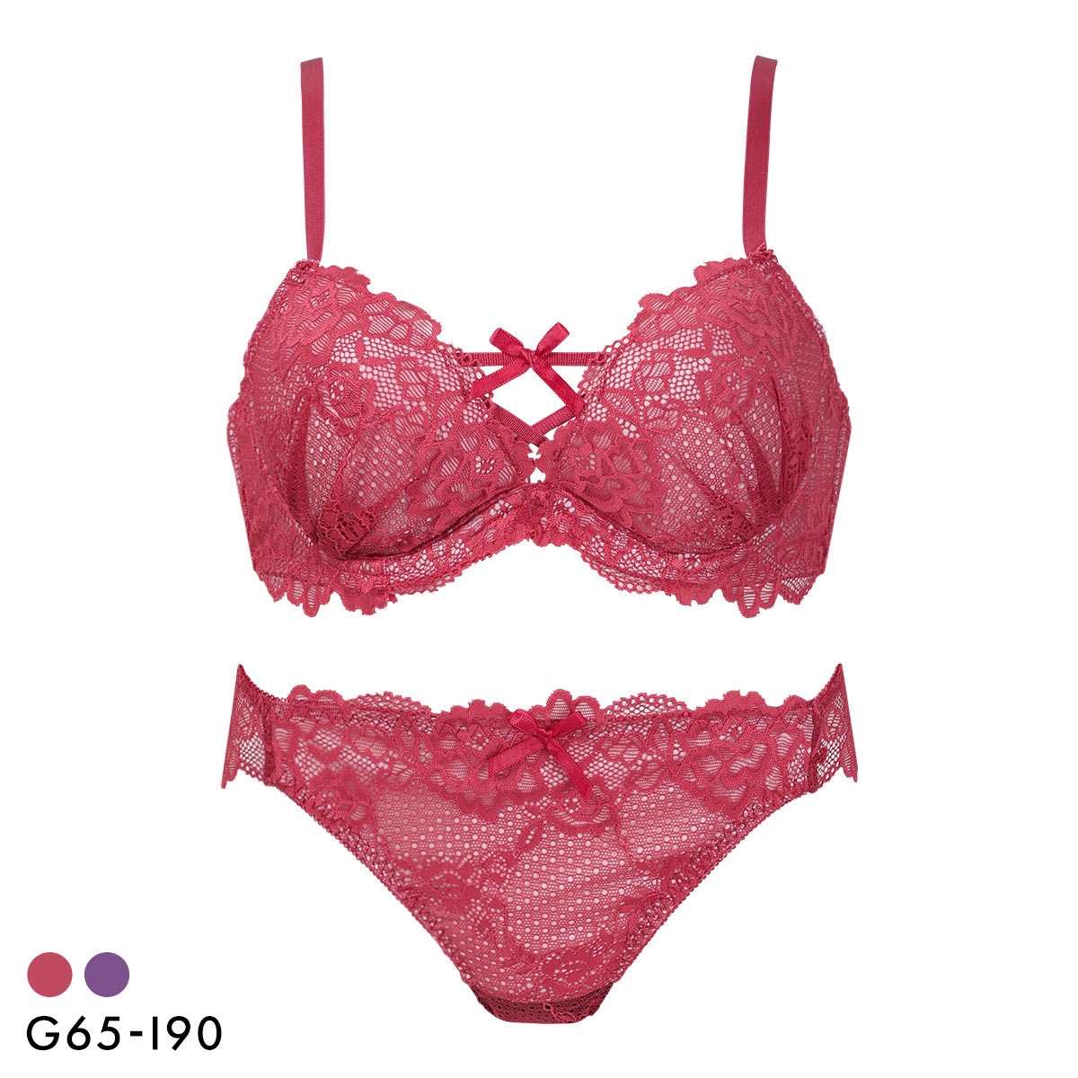 エレガント 総レースリボン ブラセット GHI65-95 大きいサイズ グラマー ブラジャー ショーツ セット 下着 Elegante