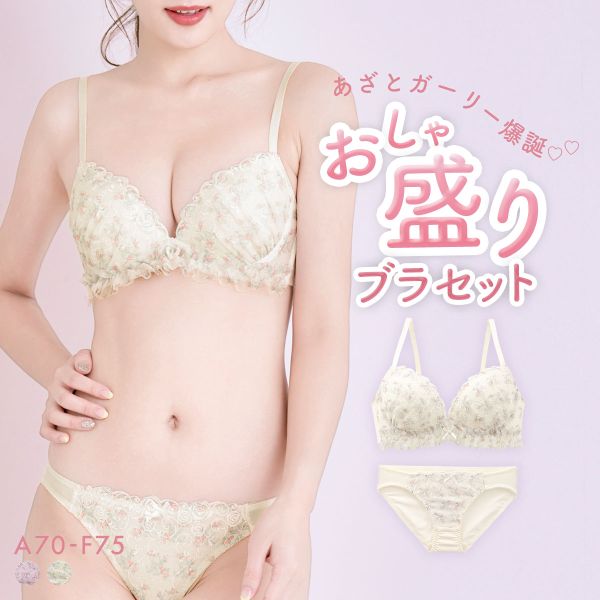 パンキュート ローズロマンティックフリル ブラセット ABCDEF 大きいサイズ グラマー 盛り 脇寄せ L字 谷間 PANCUTE