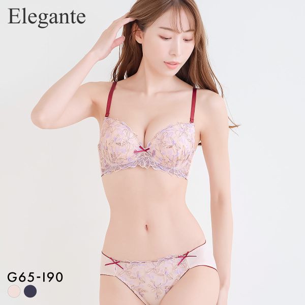 エレガント フラワーガーデン ブラセット GHI65-95 大きいサイズ グラマー ブラジャー ショーツ セット まる胸 パッド内蔵 Elegante