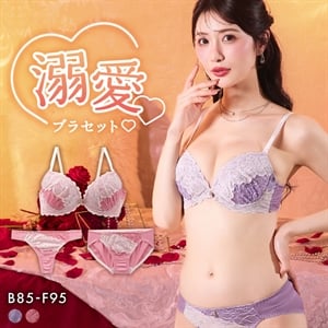 エレガント バイカラーレーシー ブラセット 3点セット Tバック BCDEF80-95 大きいサイズ グラマー 谷間 寄せ ブラジャー ショーツ セット Elegante