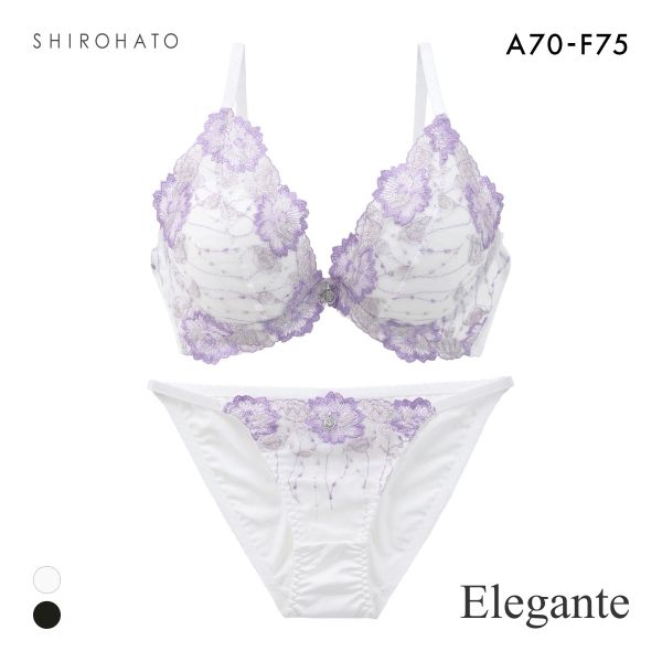 エレガント プランジ風ブルームレース ブラセット ABCDEF 美胸 大きいサイズ グラマーサイズ 盛り胸 谷間 脇寄せ セット Elegante