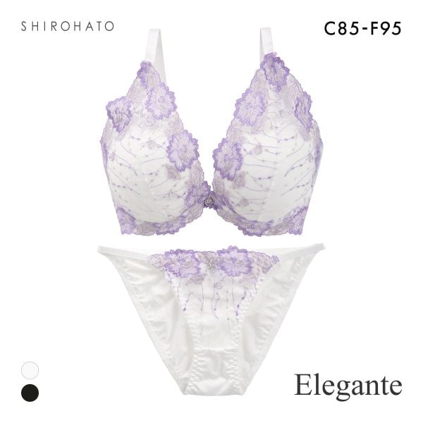エレガント プランジ風ブルームレース ブラセット CDEF80-95 大きいサイズ グラマー 盛り胸 谷間 脇寄せ セット Elegante
