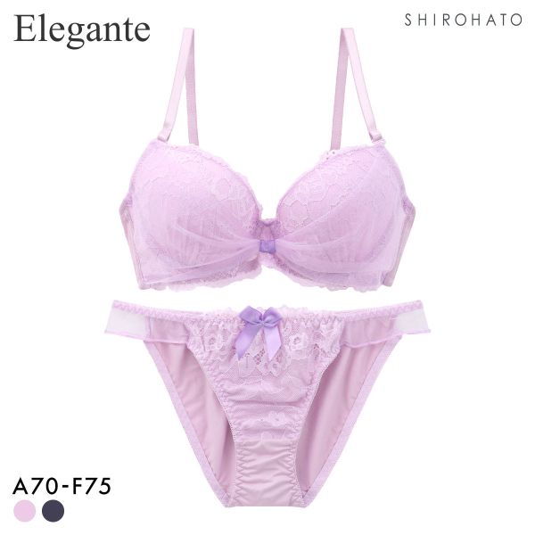 エレガント チュールリボンデザイン ブラセット ABCDEF 大きいサイズ グラマー ブラジャー ショーツ セット 谷間 Elegante