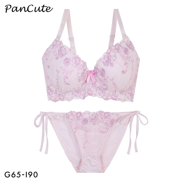 パンキュート ロマンティックフラワー ブラセット GHI65-95 大きいサイズ グラマー サイドリボン ブラジャー ショーツ PANCUTE