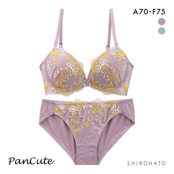 パンキュート 脇肉を谷間に変える脇高ブラ ローズリボン ブラセット ABCDEF 大きいサイズ グラマー ブラジャー ショーツ セット