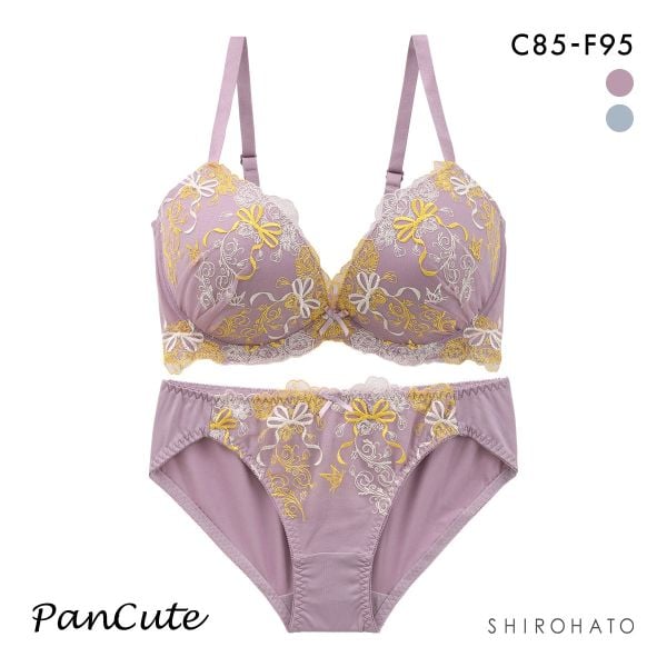 パンキュート 脇肉を谷間に変える脇高ブラ ローズリボン ブラセット CDEF80-95 大きいサイズ グラマー ブラジャー ショーツ セット