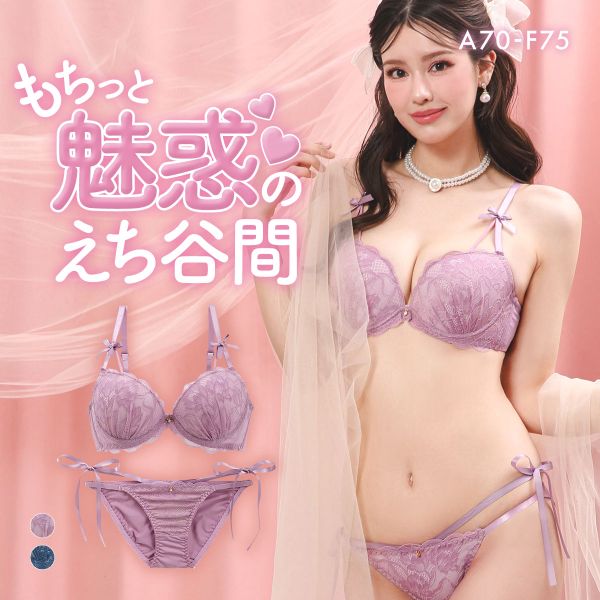 エレガント 脇肉を谷間に変える脇高ブラ セレスティリボン ブラセット ABCDEF 脇寄せ 谷間 大きいサイズ グラマー 盛り ブラジャー ショーツ Elegante