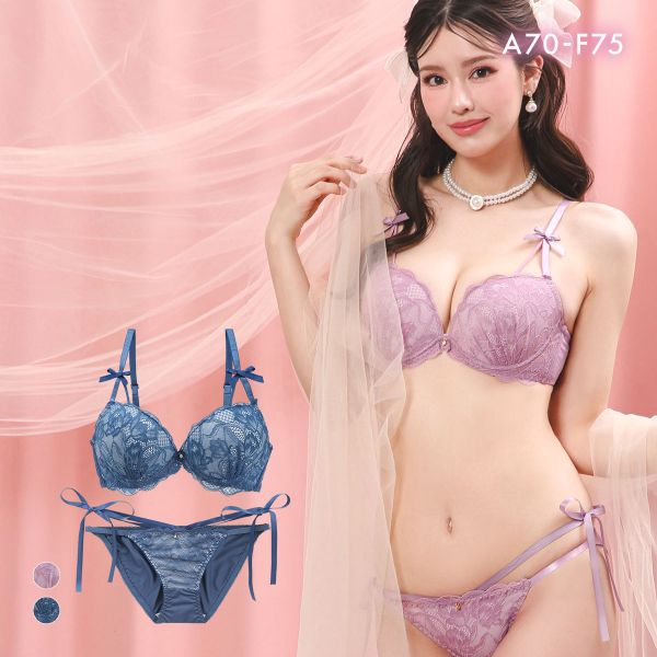 エレガント 脇肉を谷間に変える脇高ブラ セレスティリボン ブラセット ABCDEF 脇寄せ 谷間 大きいサイズ グラマー 盛り ブラジャー ショーツ Elegante