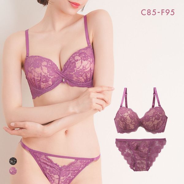 エレガント 脇肉を谷間に変える脇高ブラ グラマラスレーシー ブラセット CDEF80-95 大きいサイズ グラマー 盛り胸 寄せ上げ ブラジャー ショーツ