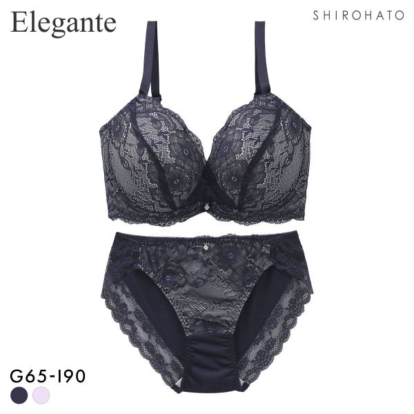 エレガント 脇肉を谷間に変える脇高ブラ シアーレース ブラセット GHI65-95 大きいサイズ グラマー ブラジャー ショーツ セット Elegante