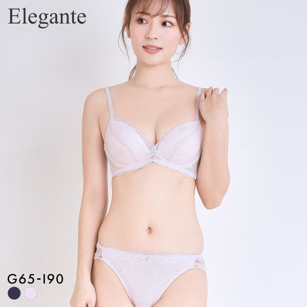 エレガント 脇肉を谷間に変える脇高ブラ シアーレース ブラセット GHI65-95 大きいサイズ グラマー ブラジャー ショーツ セット Elegante