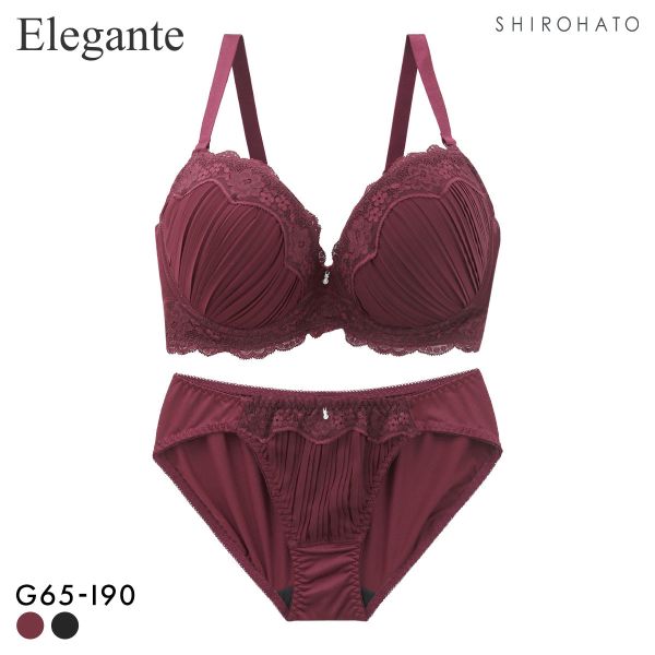 エレガント らくちんソフトワイヤー プリーツ×レース ブラセット GHI65-95 グラマー アンダー大きいサイズ ブラジャー ショーツ