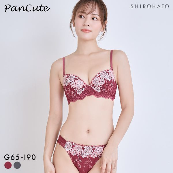 パンキュート らくちんソフトワイヤー グロッシーローズ ブラセット GHI65-95 グラマー アンダー大きいサイズ 脇肉 谷間 美胸