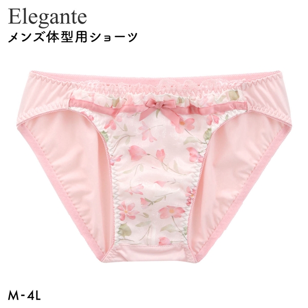 エレガント プリントシフォンレース メンズ体型用ショーツ M-4L 大きいサイズ Elegante