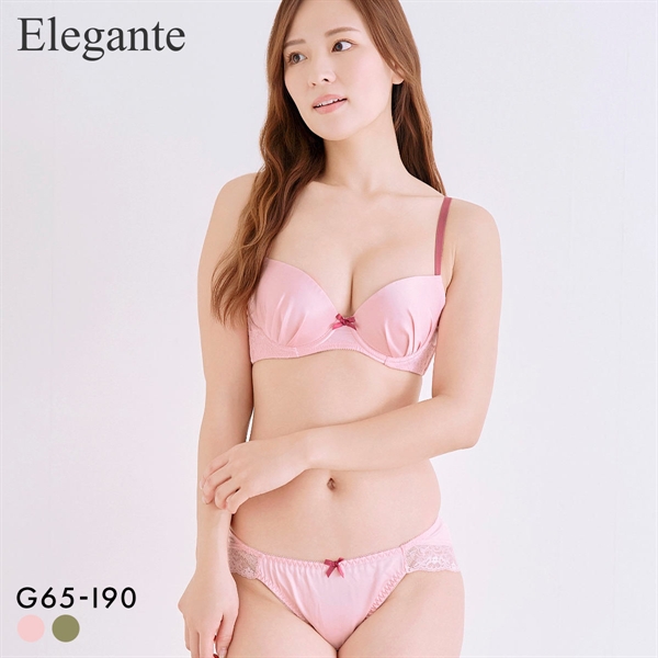 エレガント 配色シンプルデザイン ブラセット GHI65-95 大きいサイズ グラマー 盛り Wパッド ブラジャー ショーツ セット Elegante