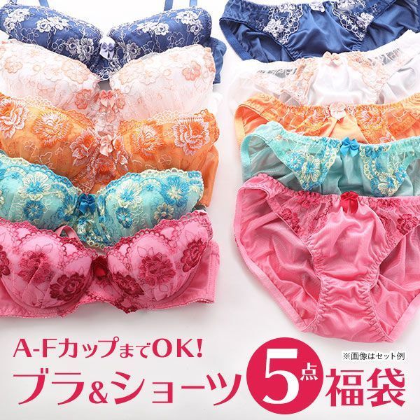 ブラジャー ショーツ 5点セット 福袋 おまかせ レース ABCDEFカップ グラマーサイズ ブラジャー ショーツ 5点セット 福袋 おまかせ レース ABCDEFカップ グラマーサイズ