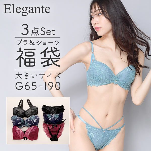 20%OFF エレガント Elegante グラマーサイズ ブラジャー ショーツ 3組セット 福袋 おまかせ GHI 大きいサイズ 20%OFF エレガント Elegante グラマーサイズ ブラジャー ショーツ 3組セット 福袋 おまかせ GHI 大きいサイズ