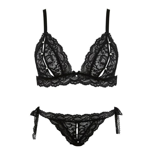 オーバドゥ Aubade Boite a Desir シリーズ パール ビーズ 付き オープンビキニ ブラショーツ セット