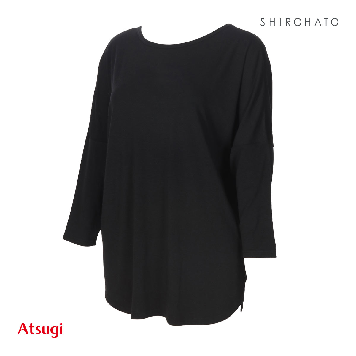 アツギ ATSUGI クリアビューティアクティブ ヨガウェア Tシャツ 7分袖 トップス レディース(BK-ブラック-Free)