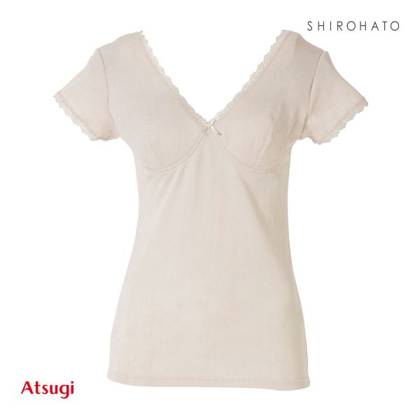 アツギ ATSUGI ラシェール カップ付き 二分袖インナー 綿混 レディース