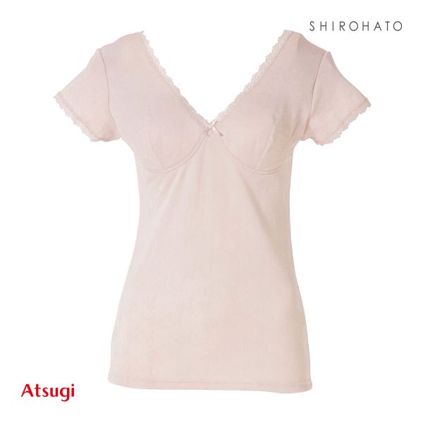 アツギ ATSUGI ラシェール カップ付き 二分袖インナー 綿混 レディース