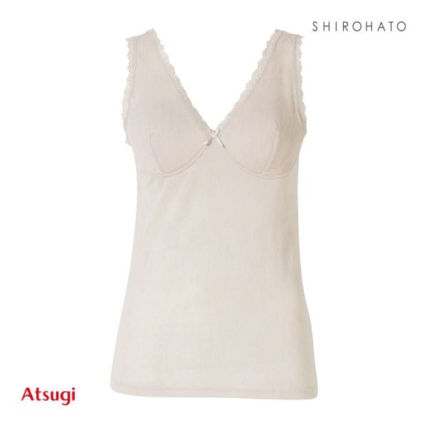 アツギ ATSUGI ラシェール カップ付き ラン型インナー 綿混 タンクトップ ブラトップ レディース