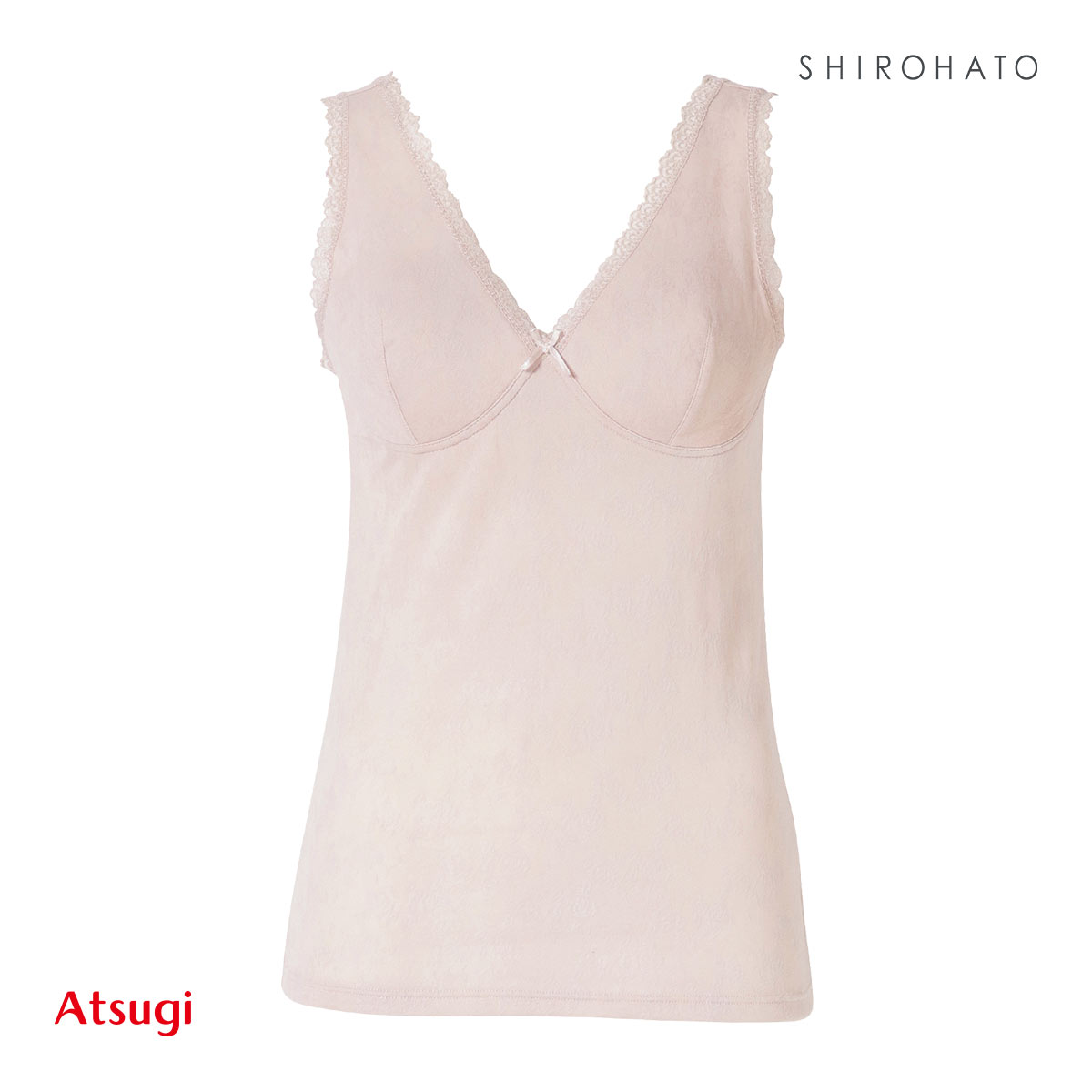 アツギ ATSUGI ラシェール カップ付き ラン型インナー 綿混 タンクトップ ブラトップ レディース(LPE-薄ピーチ-M)