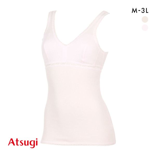 アツギ ATSUGI Atsugiの肌着 本体綿100％ カップ付き タンクトップ 日本製 インナー レディース M L LL 3L 大きいサイズ