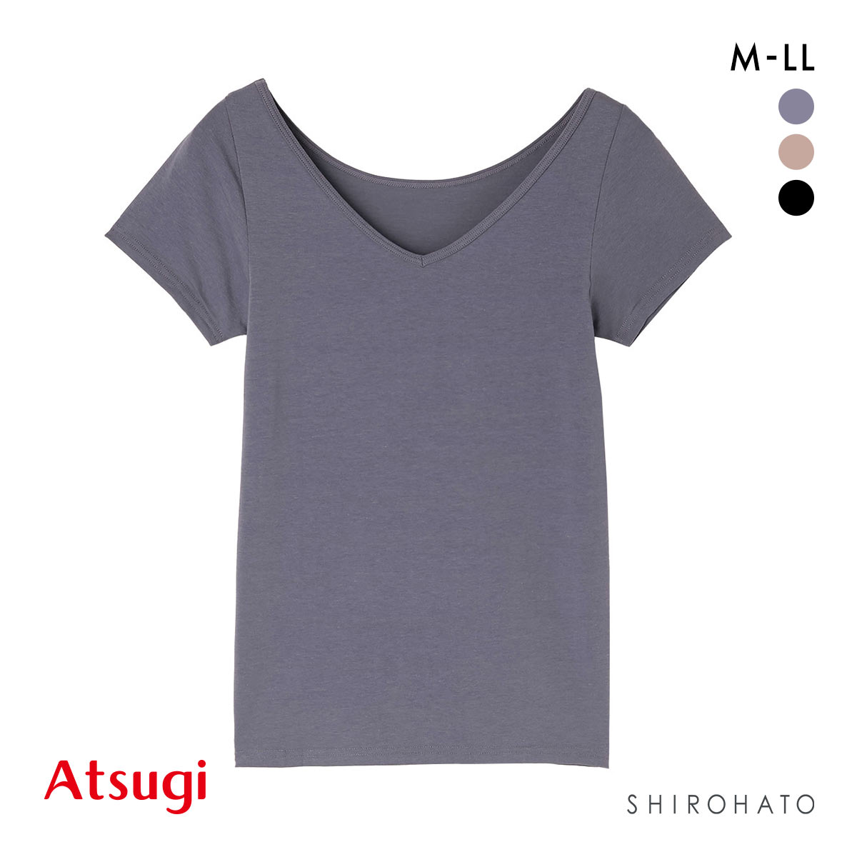 アツギ Yuragini 二分袖インナー レディース ATSUGI(DGY-濃グレー-M)