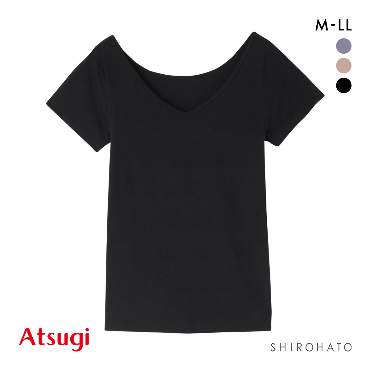 アツギ Yuragini 二分袖インナー レディース ATSUGI(BK-ブラック-M)