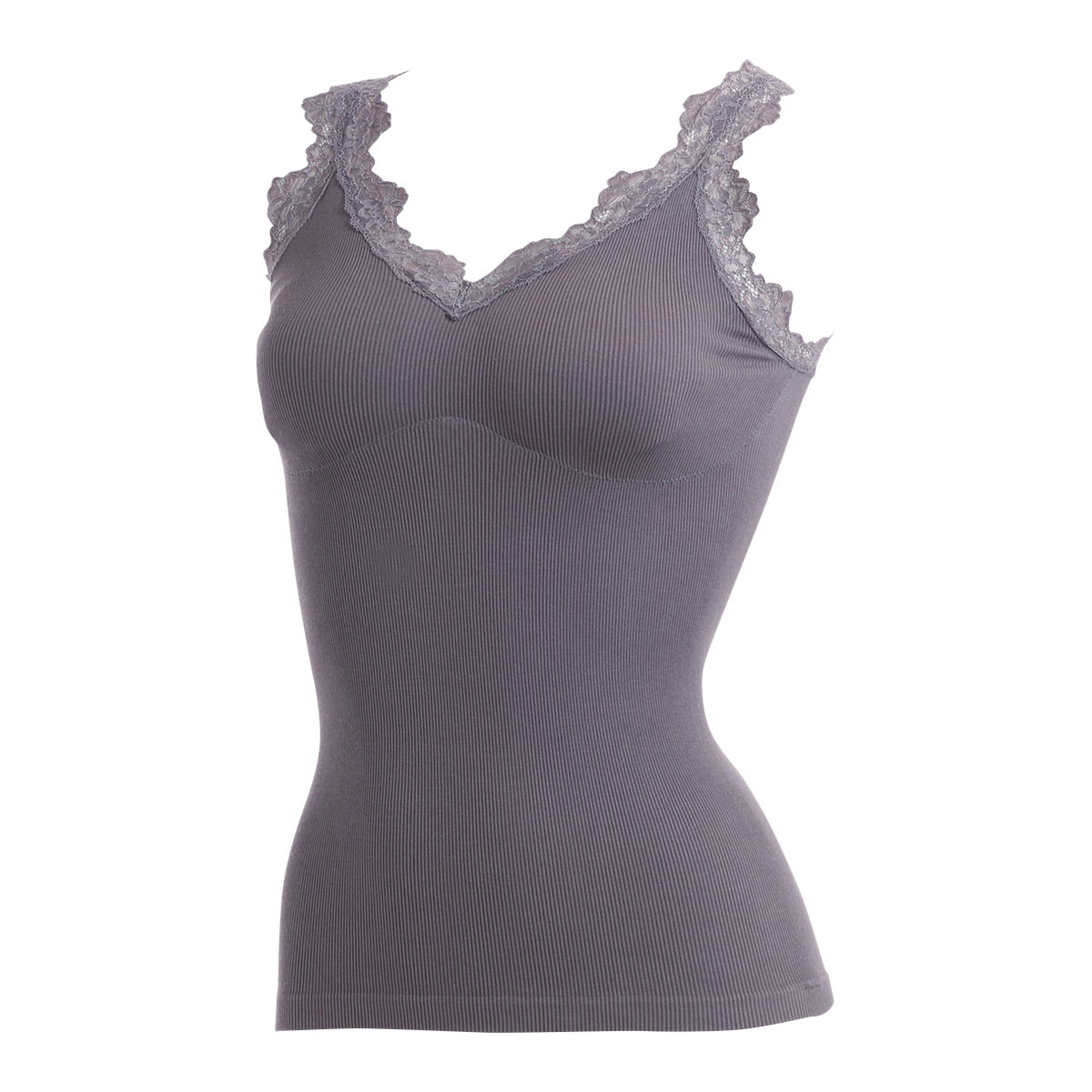 アツギ ATSUGI ヌードメイク NUDE Make 成型リブ キャミソール インナー カップ付き(GY-グレー-M)