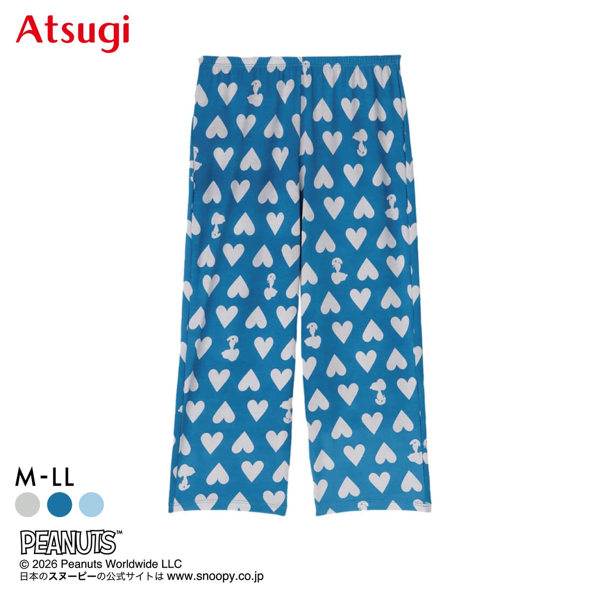 アツギ PEANUTS 7分丈カプリパンツ ボトムス レディース スヌーピー ATSUGI(BU-ブルー-M)