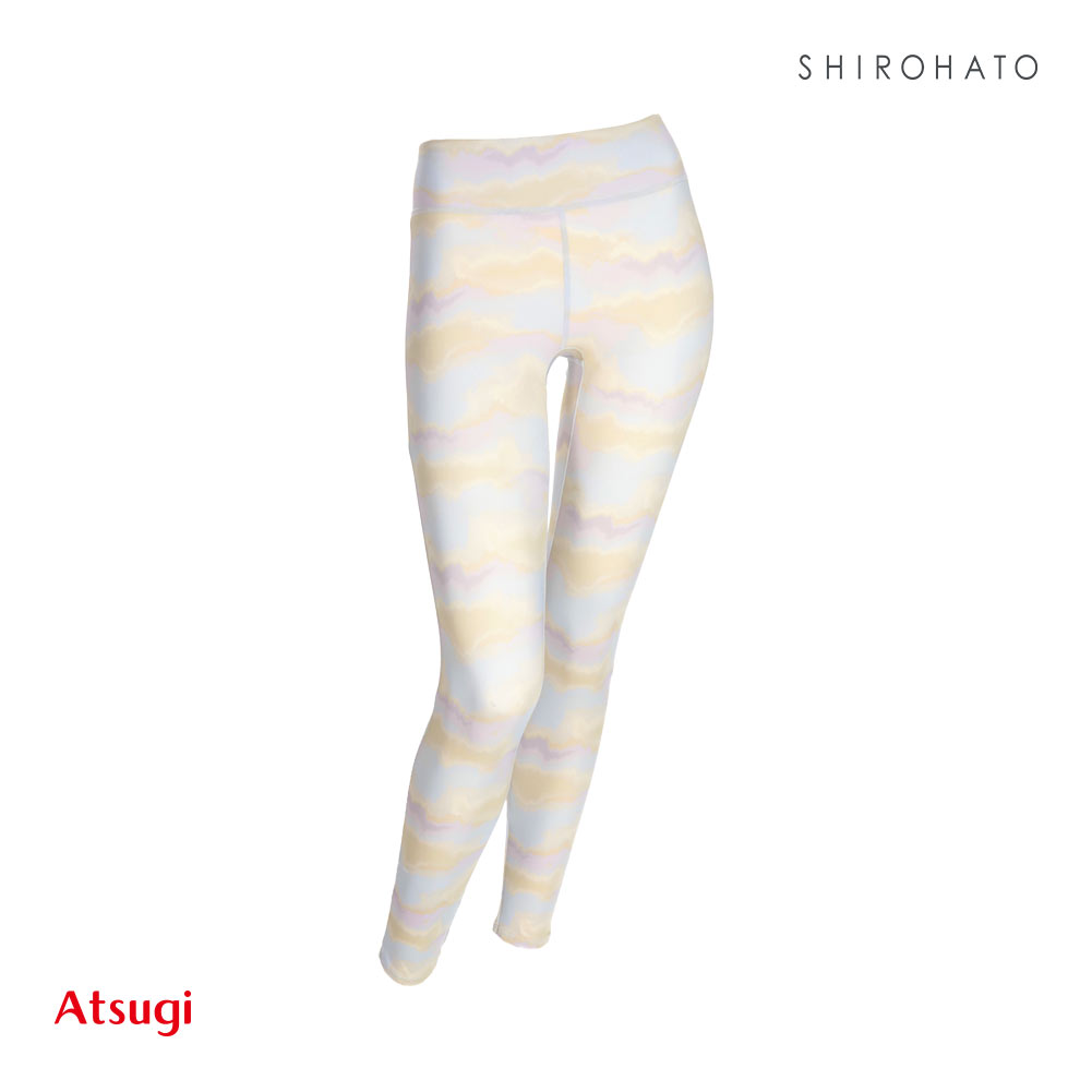 アツギ ATSUGI クリアビューティアクティブ ヨガ レギンス グラデーション柄 ストレッチフィット 10分丈 レディース(LPU-薄パープル-M)