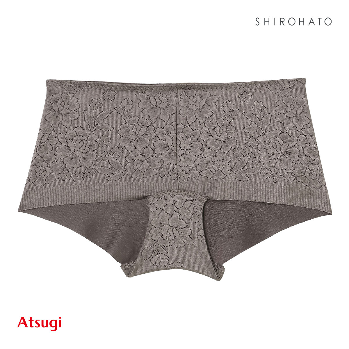 アツギ ATSUGI SLATTY スラッティ 花柄ジャガード ヘムショーツ ローライズ ローレッグタイプ お腹おさえ 単品(BRG-ブラウングレー-M)